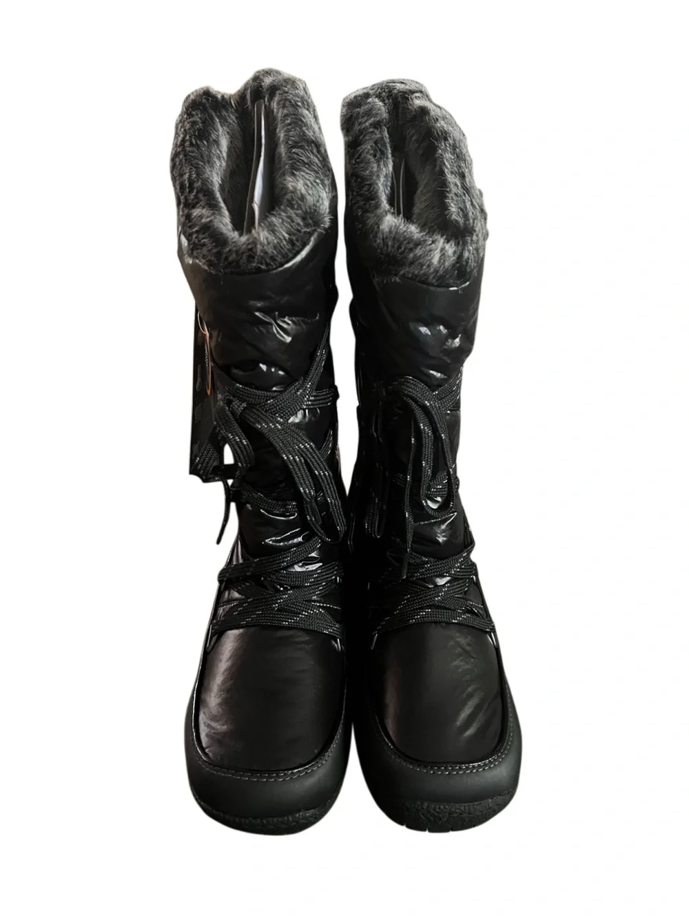 Sporto Charles Black Quilted Waterproof Winter Boots/Faux Fur Lining Sz 9.5